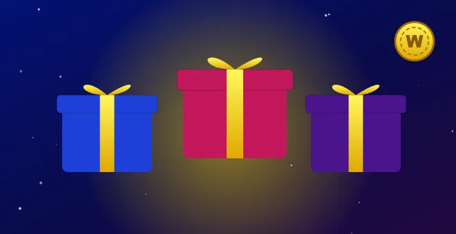 Bonus offers for Wonaco players: three wrapped gift boxes