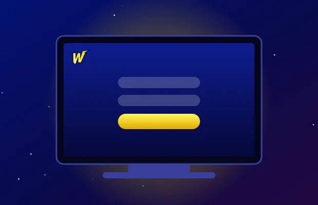 Desktop sign-in at Wonaco: monitor with the log-in fields and button Desktop sign-in at Wonaco: monitor with the log-in fields and button