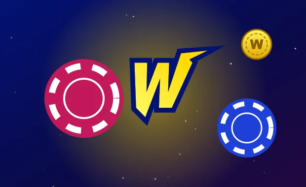 Who we are at Wonaco: the W emblem between two casino chips